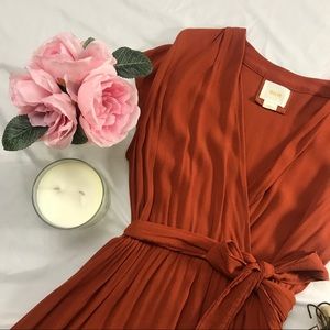 Anthropologie Maeve burnt orange wrap dress